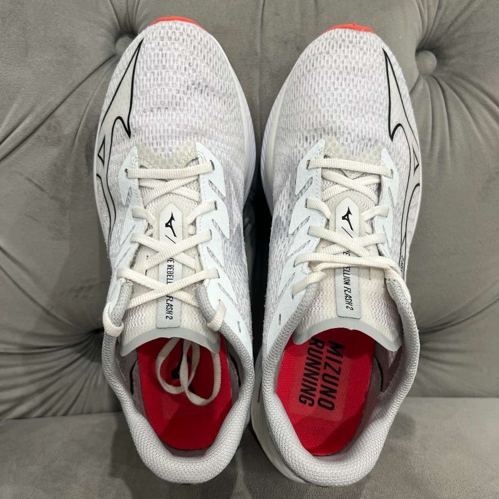 Mizuno Wave Rebellion Flash 2 Running Shoe Men 8.5 White Harbor Mist Athletic - Picture 7 of 14